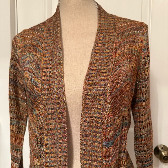 BELLDINI SWEATER CARDIGAN NEW UNWORN LONG SLEEVE BLUE ORANGE MARLED MULTI SIZE S - Picture 2 of 9